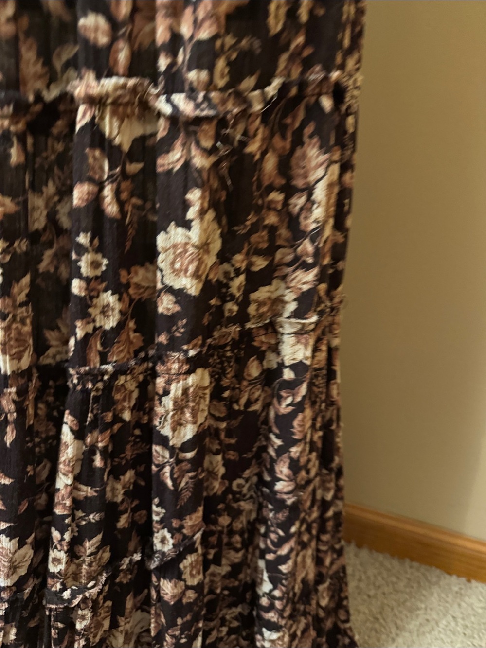 Denim & Supply Ralph Lauren Black Maxi Skirt with Blush Floral Motif - Picture 3 of 4